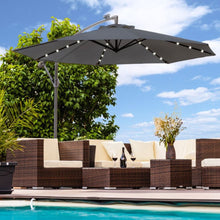 Afbeelding in Gallery-weergave laden, Yolo-deals - Zweefparasol med LED verlichting - Solar - 300 of 350 cm - UV bestendig - Incl. beschermhoes - Diverse kleuren