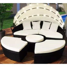 Afbeelding in Gallery-weergave laden, Yolo-deals - Polyrattan Lounge eiland met LED verlichting - Solar - 180/210 cm - Inclusief kussens - UV bestendig - Diverse kleuren