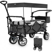 Afbeelding in Gallery-weergave laden, Yolo-deals - Opvouwbare Bolderkar met zonnedak - 125x55x105cm (LxBxH) - Belastbaar gewicht 80KG - 2 kleuren