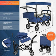 Afbeelding in Gallery-weergave laden, Yolo-deals - Opvouwbare Bolderkar met zonnedak - 125x55x105cm (LxBxH) - Belastbaar gewicht 80KG - 2 kleuren