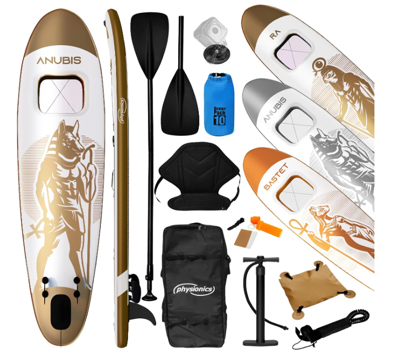 SUP Board Gold RA  320cm Opblaasbaarmet kajakzitting, peddel, rugzak, vin, reparatieset, pomp, camerahouder, licht, kleurkeuze, stand-up paddleboard, surfboard