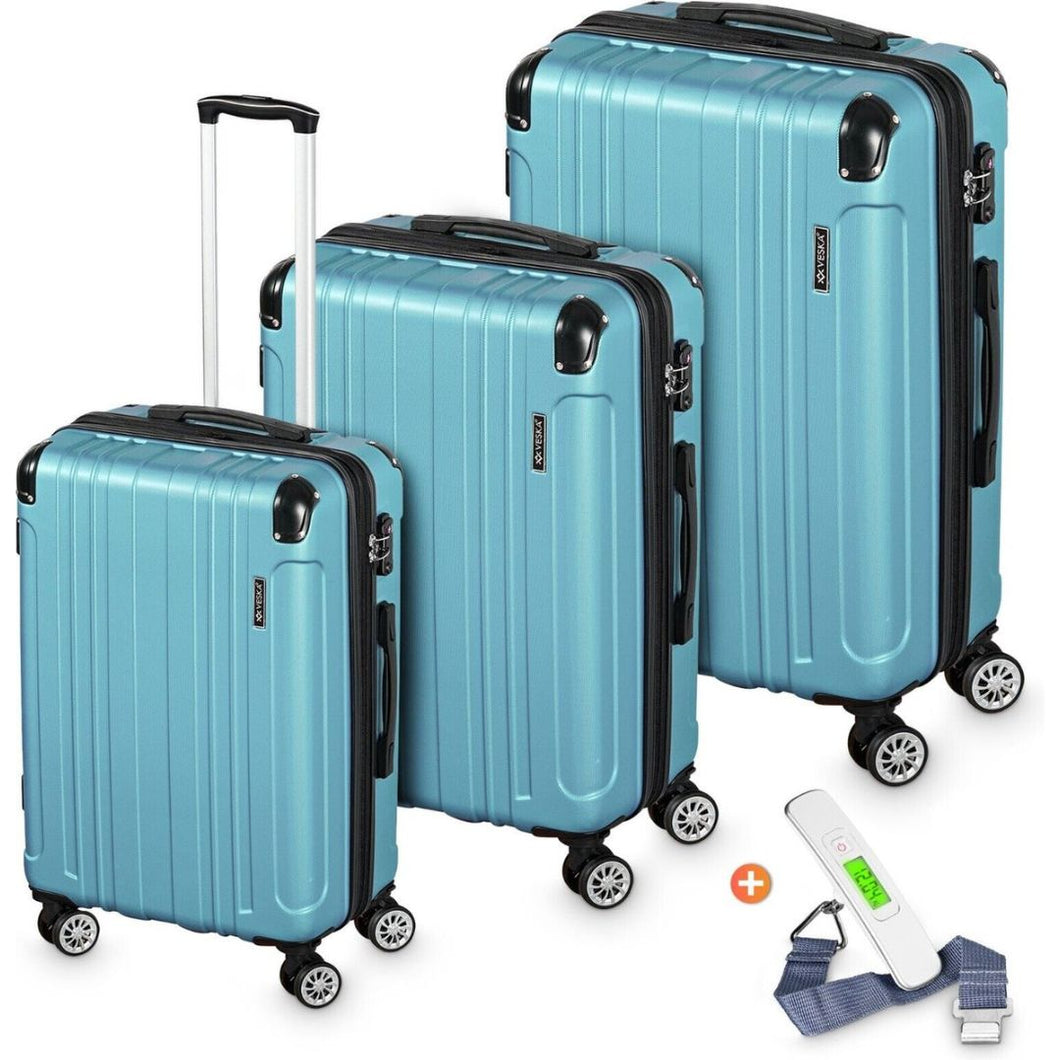Yolo-deals - 3- Delige kofferset - met afneembare wielen - 360° draaibaar - geinteregreerd slot - Sienna - Diverse kleuren