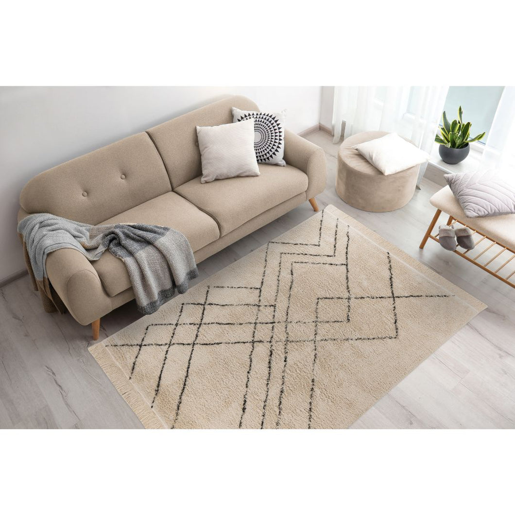 Yolo-deals - Tapijt - Mylen 600 - (200x290cm) - Crème/Zwart