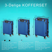 Afbeelding in Gallery-weergave laden, Yolo-deals - 3- Delige kofferset - met afneembare wielen - 360° draaibaar - geinteregreerd slot - Sienna - Diverse kleuren
